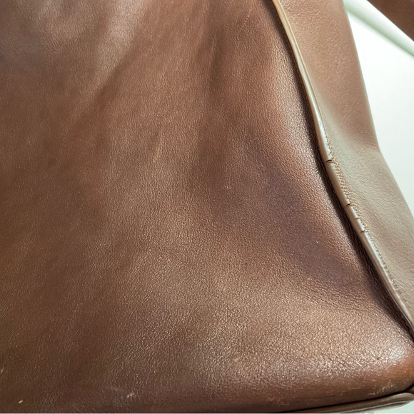 ALL SAINTS Leather Tote Paradise North/South Shoulder Bag Brown Cow Authentic - Picture 7 of 16
